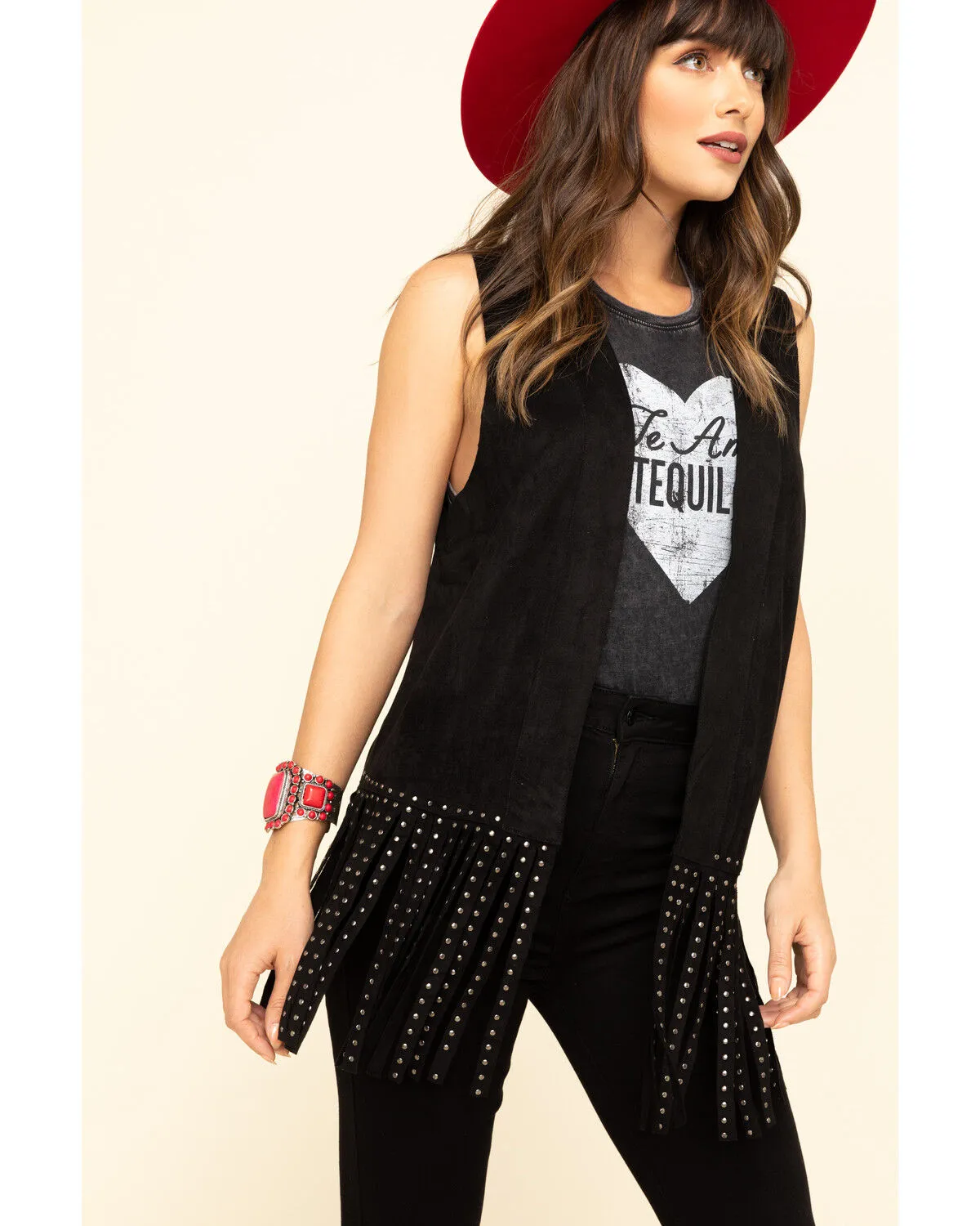 Vocal Women's Studded Fringe Vest