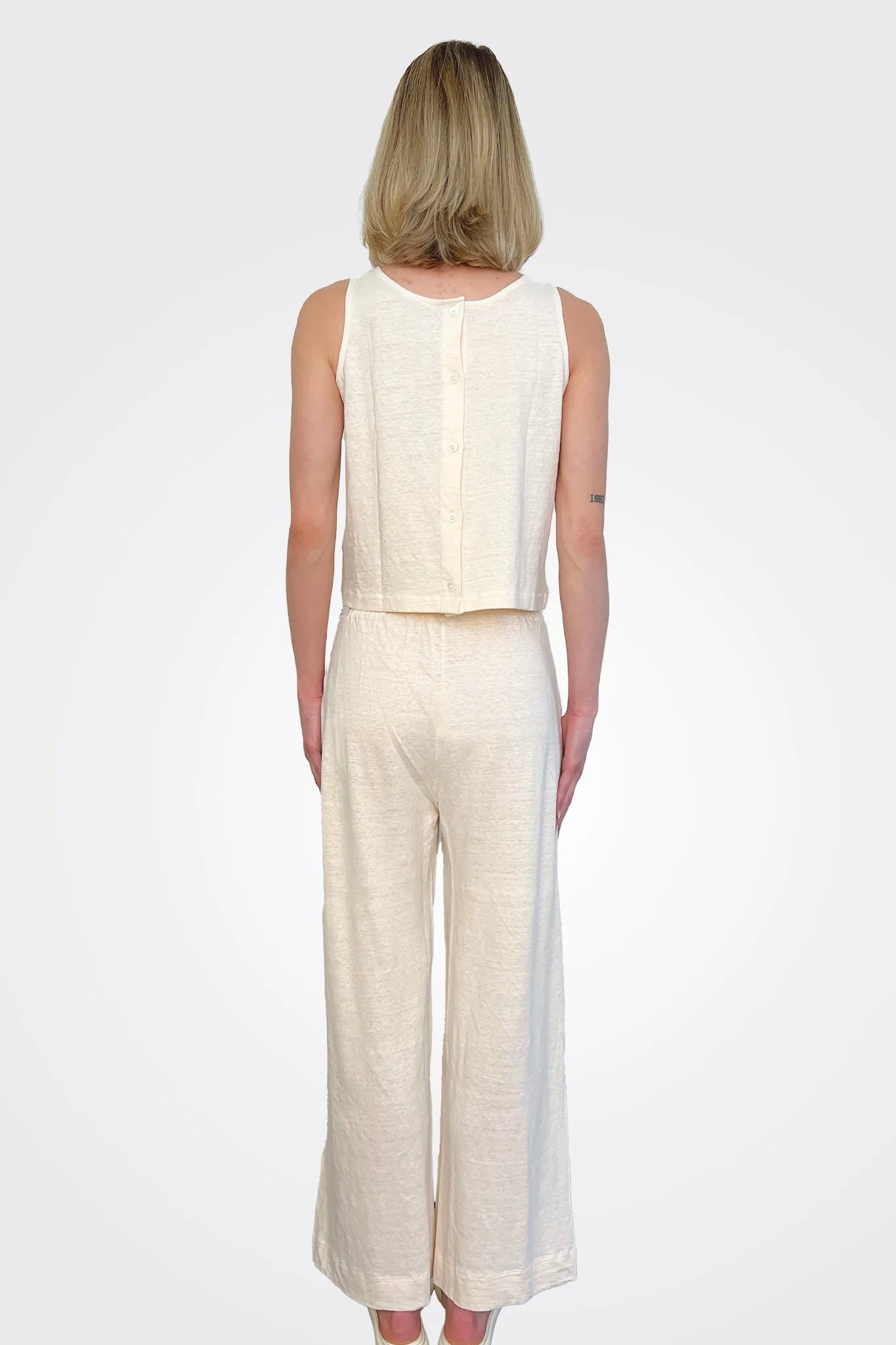 Wide Leg Comfort Trousers - Ivory