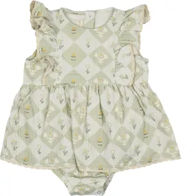 Wild Wawa Junie Romper, Patchwork Green