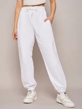 Women White Terry Baggy Joggers