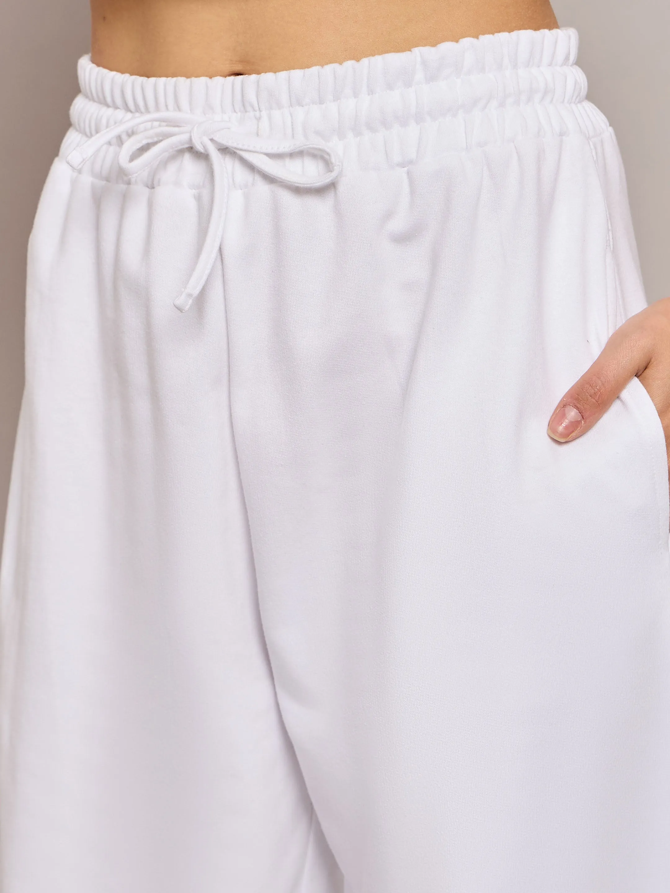 Women White Terry Baggy Joggers