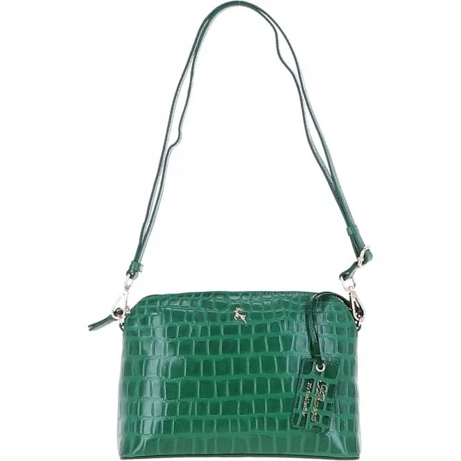 Women's Leather Shoulder Handbag Green/croc: 63787 Croc