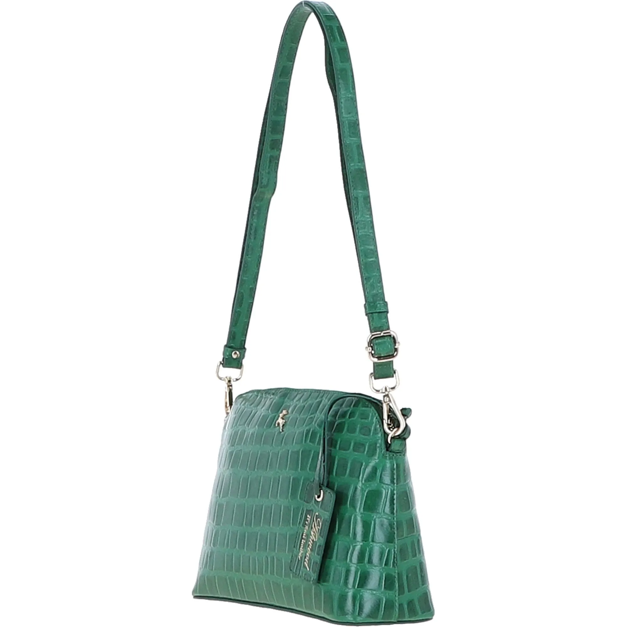 Women's Leather Shoulder Handbag Green/croc: 63787 Croc