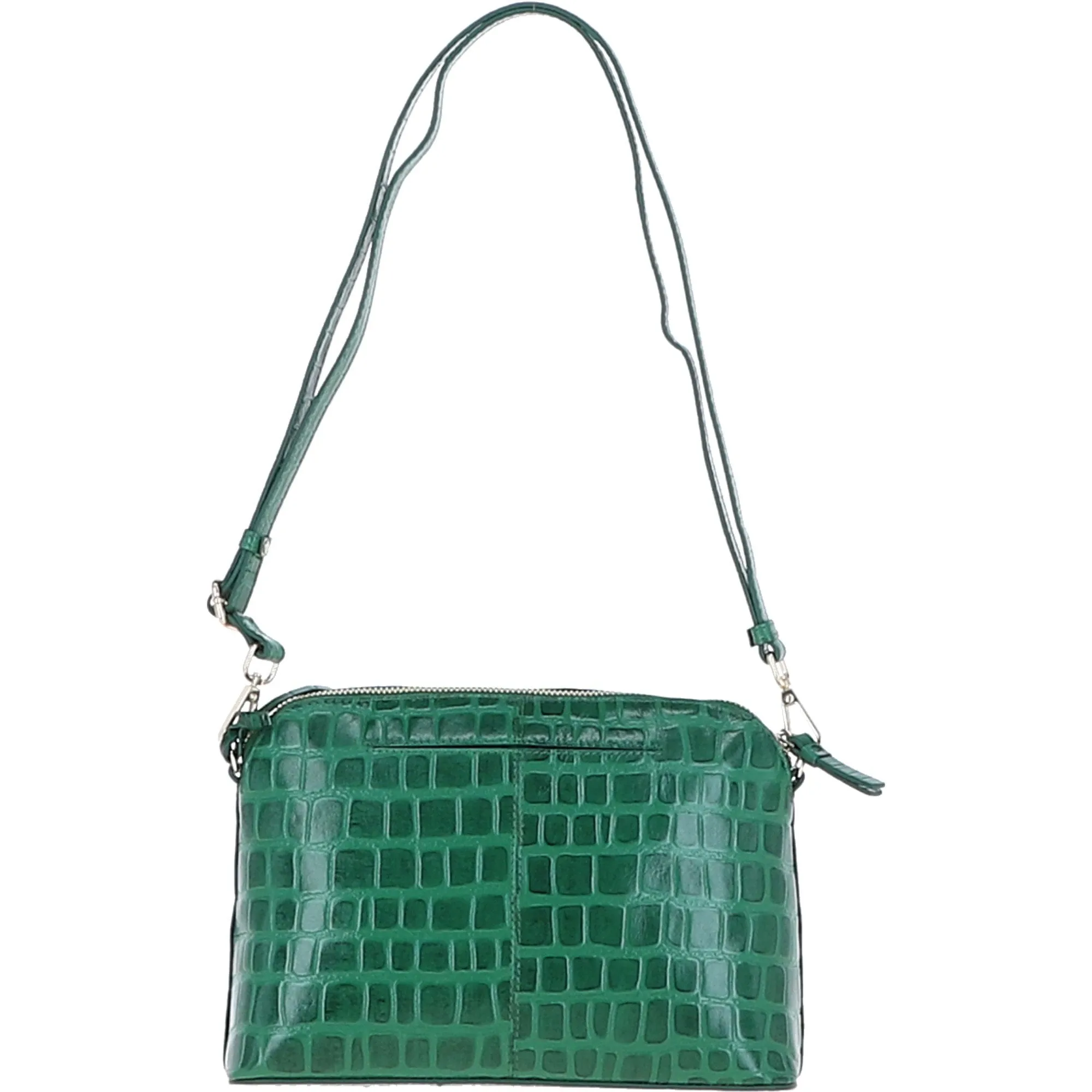 Women's Leather Shoulder Handbag Green/croc: 63787 Croc