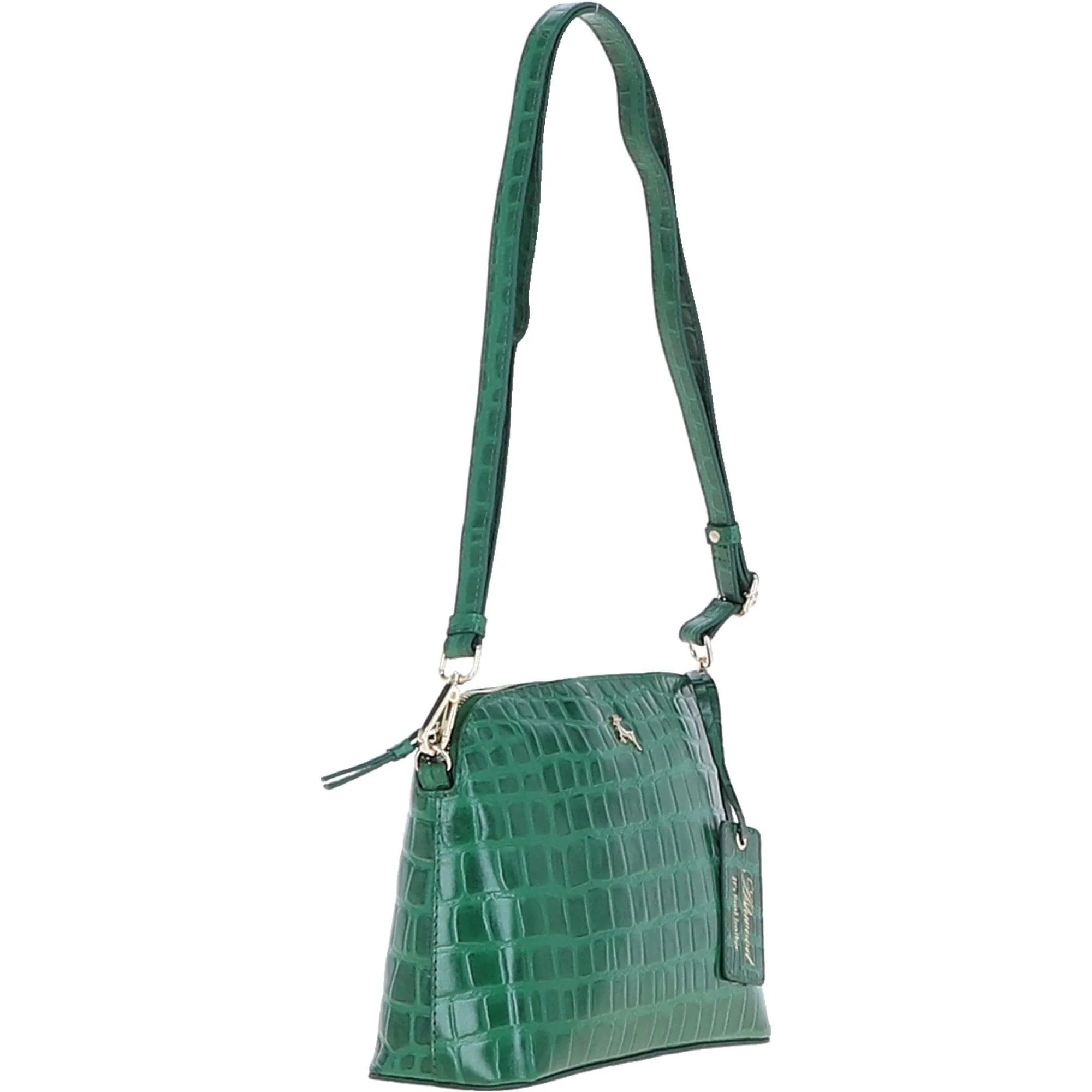 Women's Leather Shoulder Handbag Green/croc: 63787 Croc