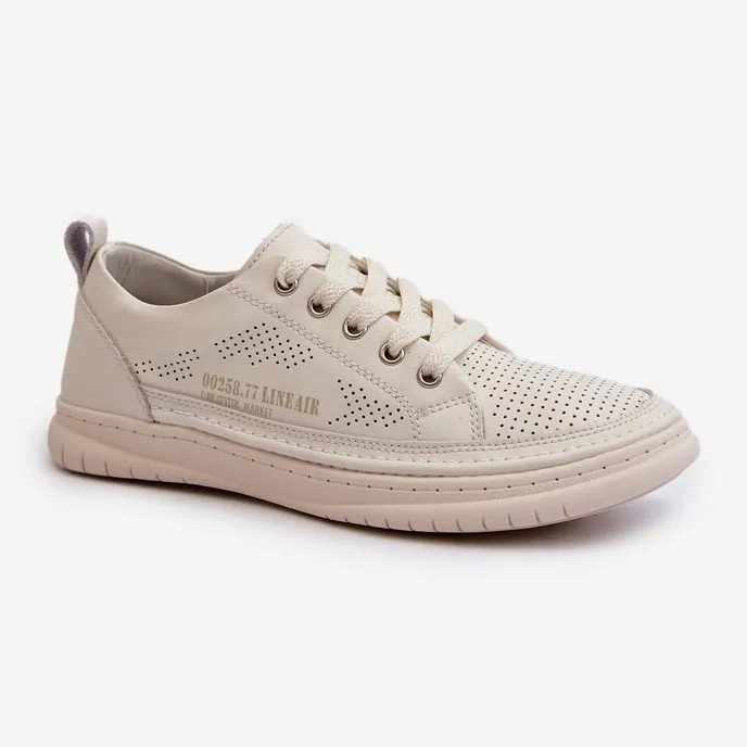 Women's Leather Sneakers Beige Cloesa black