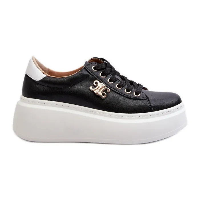 Women's Leather Sneakers on the Platform Black Pernalia