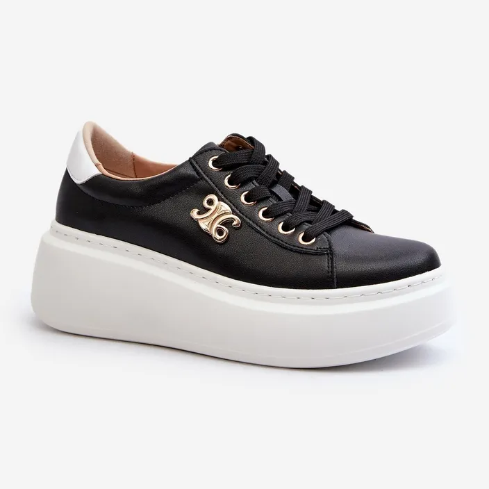 Women's Leather Sneakers on the Platform Black Pernalia