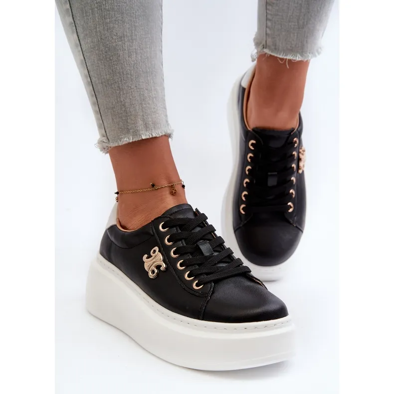 Women's Leather Sneakers on the Platform Black Pernalia