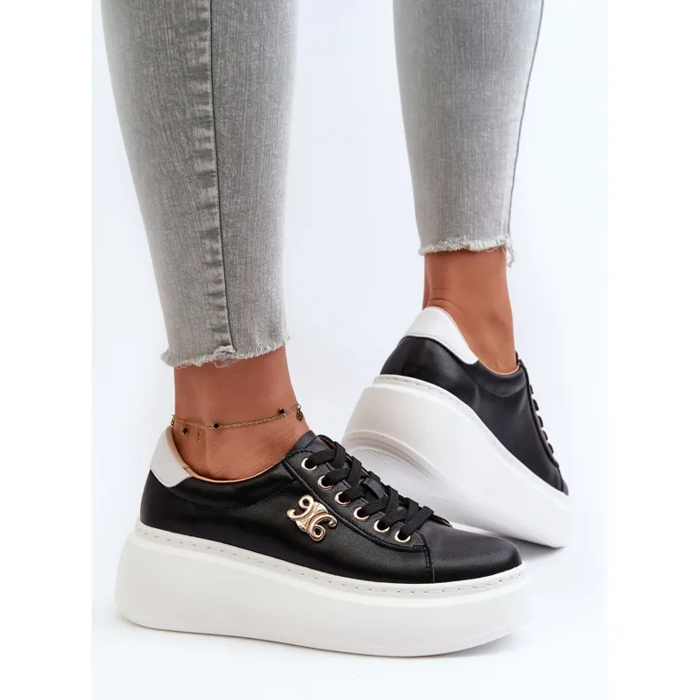 Women's Leather Sneakers on the Platform Black Pernalia