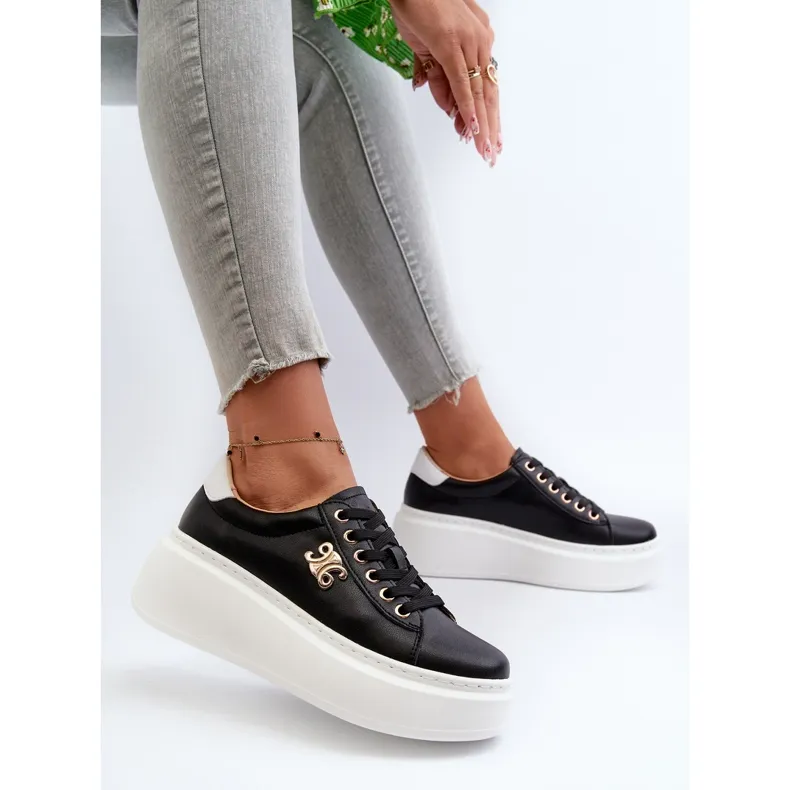 Women's Leather Sneakers on the Platform Black Pernalia