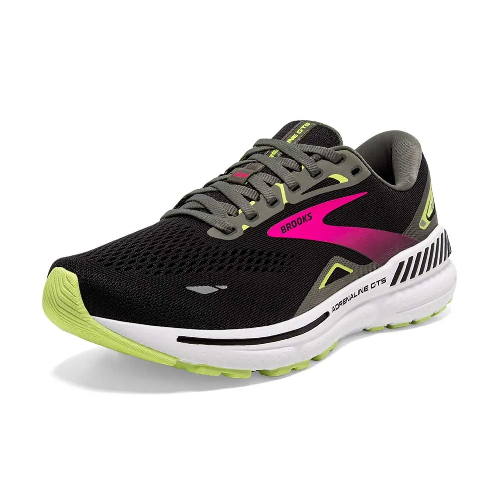 Women's Adrenaline GTS 23 Running Shoe - Black/Gunmetal/Sharp Green- Wide (D)