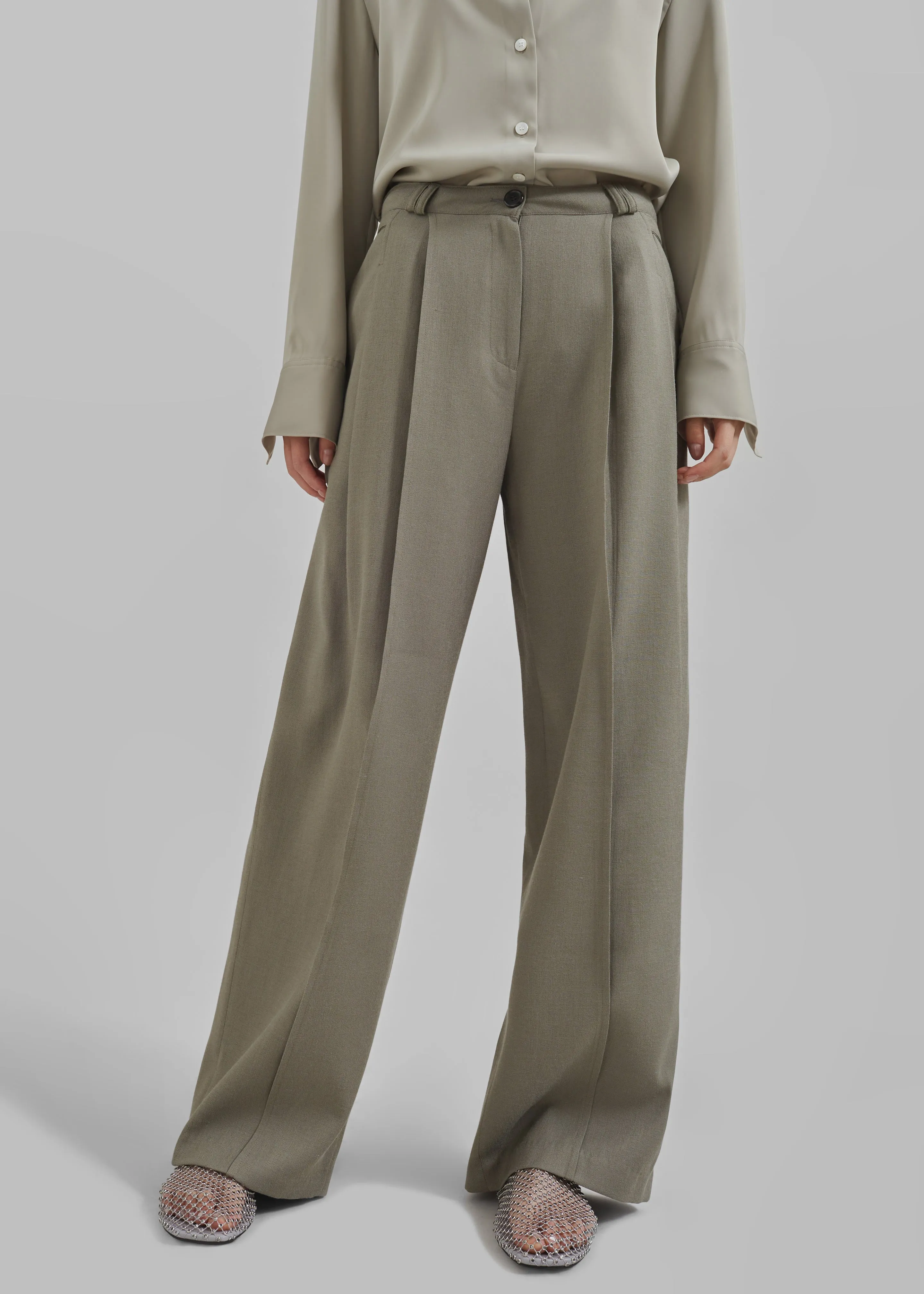 Xia Side Belt Trousers - Khaki