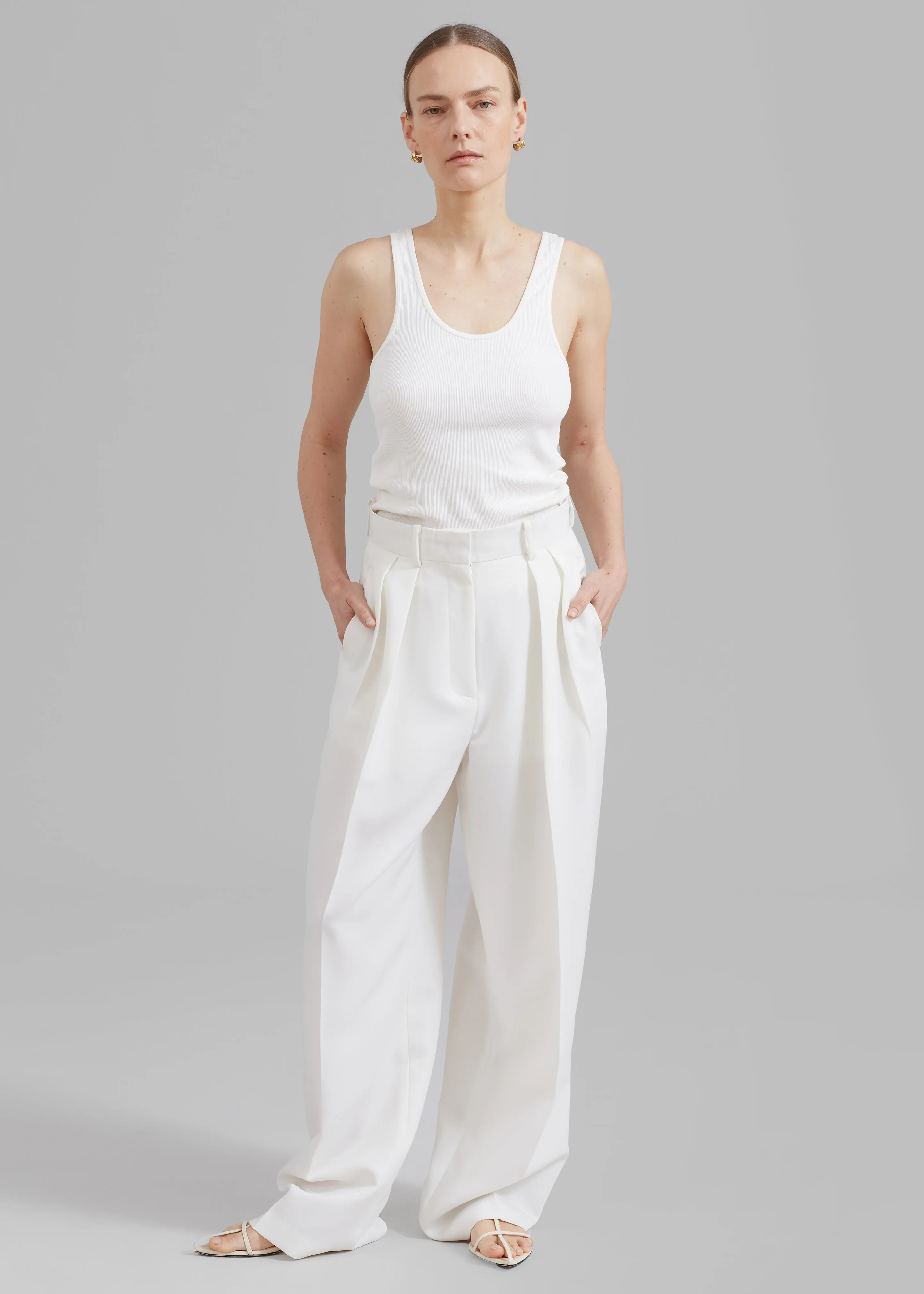 Zia Pintuck Trousers - White