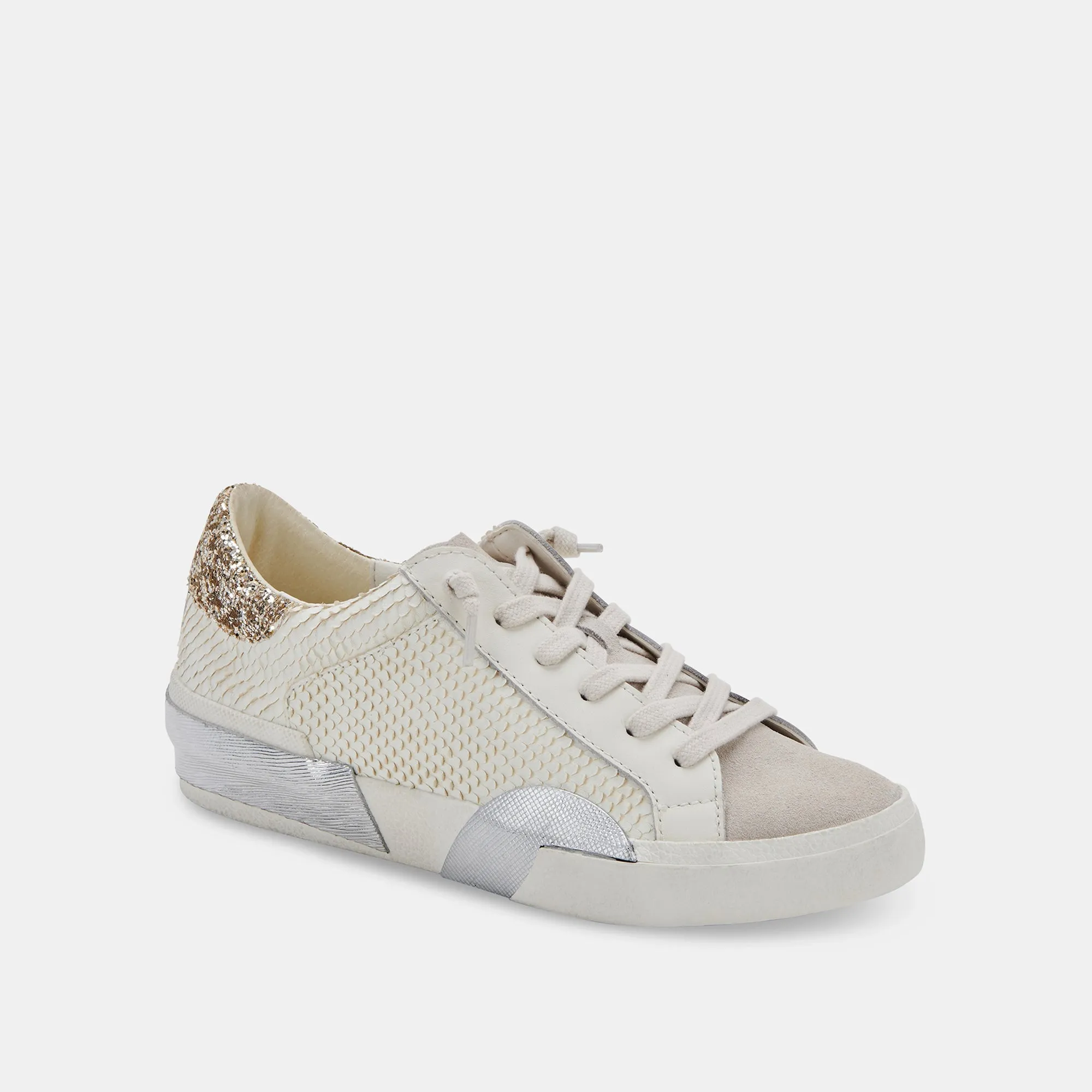 ZINA SNEAKERS OFF WHITE EMBOSSED LEATHER - re:vita