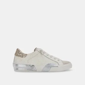 ZINA SNEAKERS OFF WHITE EMBOSSED LEATHER - re:vita