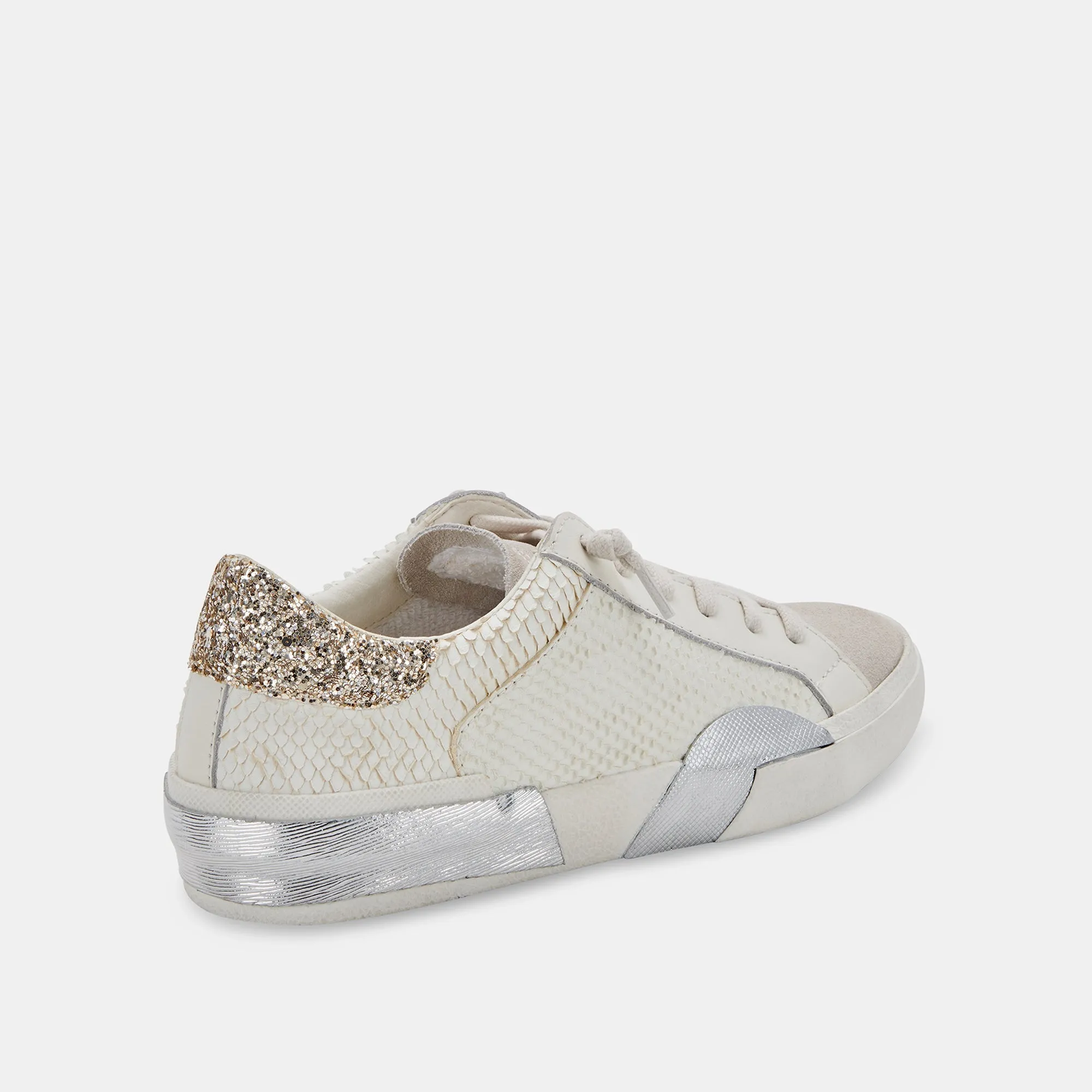 ZINA SNEAKERS OFF WHITE EMBOSSED LEATHER - re:vita