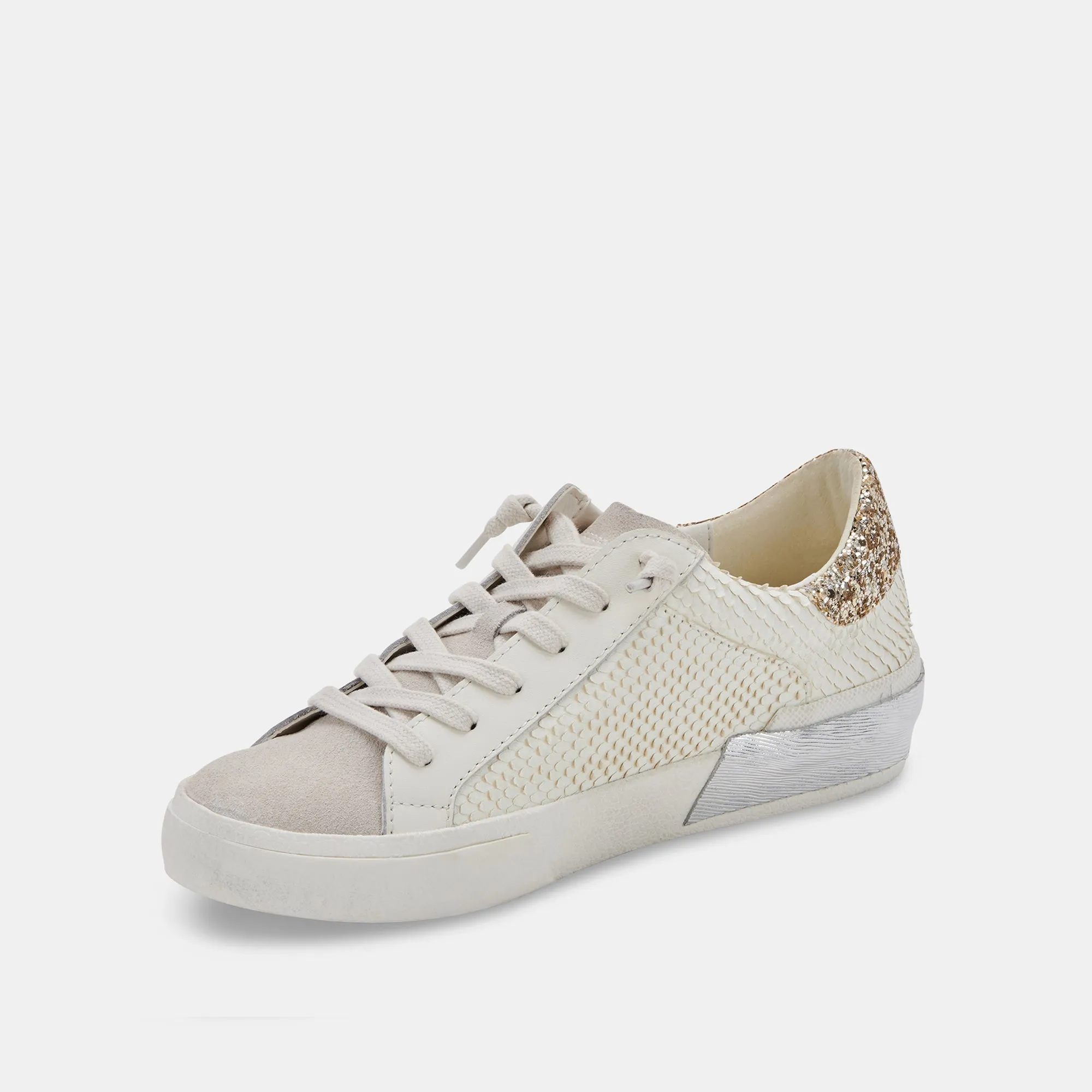 ZINA SNEAKERS OFF WHITE EMBOSSED LEATHER - re:vita