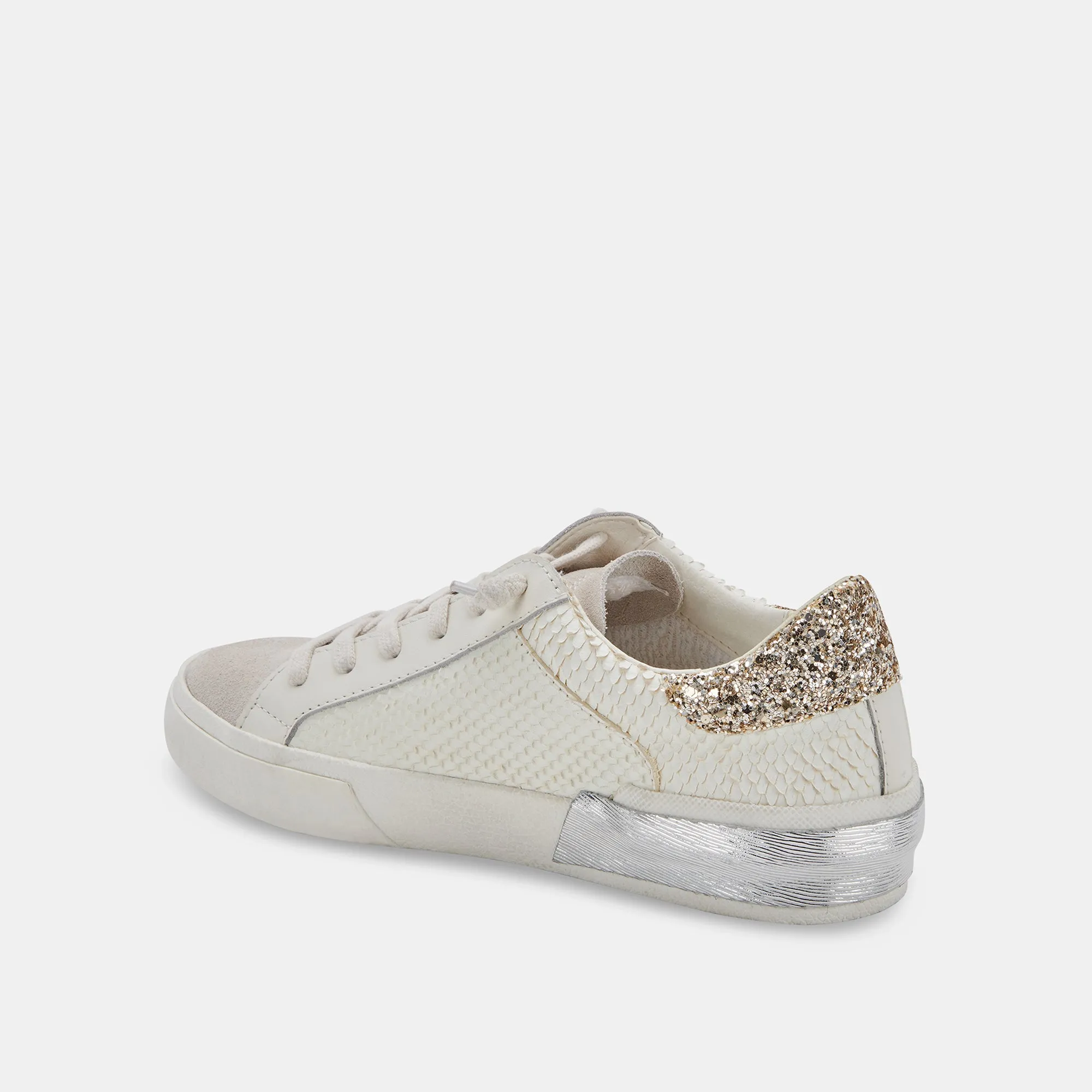 ZINA SNEAKERS OFF WHITE EMBOSSED LEATHER - re:vita